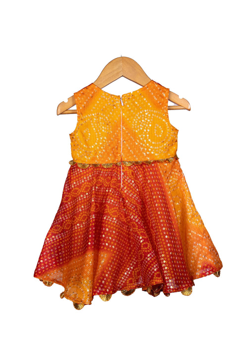 Pre-Order: Shaded Bandhni Gota Dress