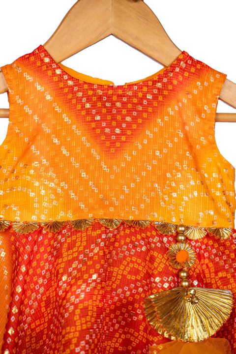 Pre-Order: Shaded Bandhni Gota Dress