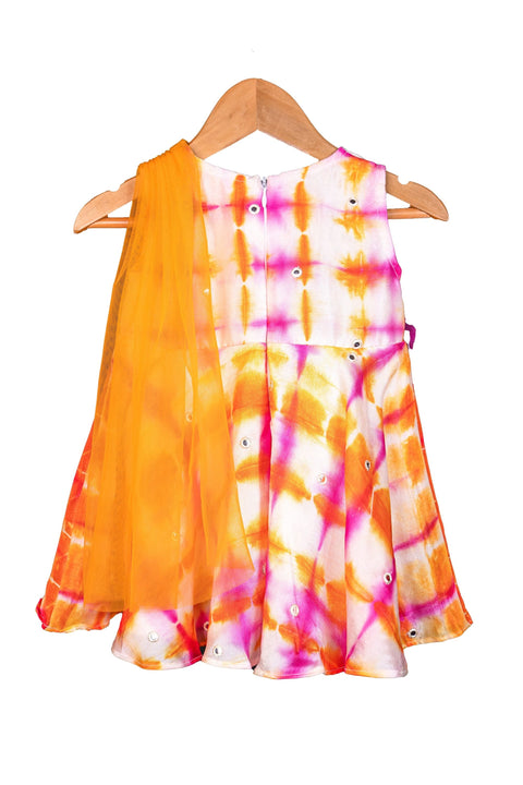 Pre-Order: Pink Orange Shibori Dupatta Dress