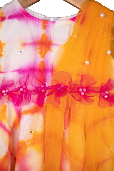 Pre-Order: Pink Orange Shibori Dupatta Dress
