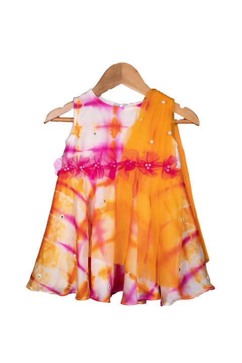 Pre-Order: Pink Orange Shibori Dupatta Dress