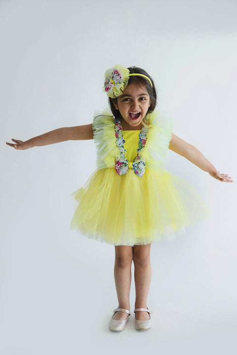 Pre-Order: Eleena Yellow Frilly Dress