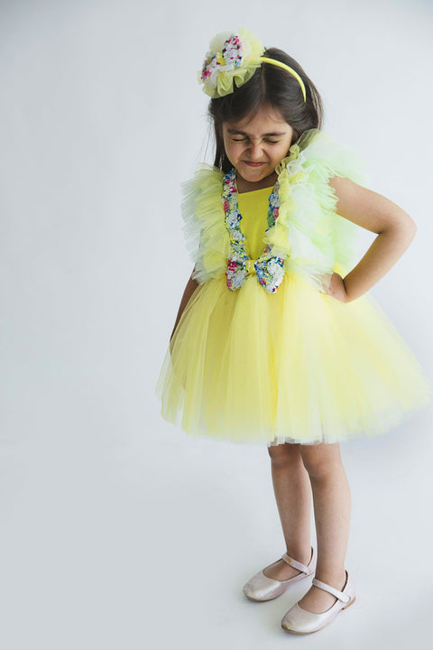 Pre-Order: Eleena Yellow Frilly Dress