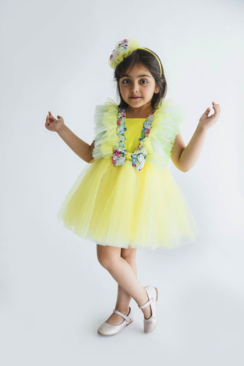 Pre-Order: Eleena Yellow Frilly Dress