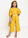Yellow lace Embellished Culotte with Cold Shoulder Top