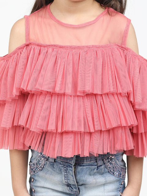 Layered top-Coral pink
