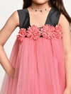 Pink Flower embelished Net Partywear Dress