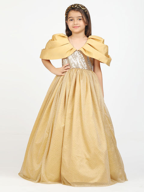 Golden Puff sleeve Gown