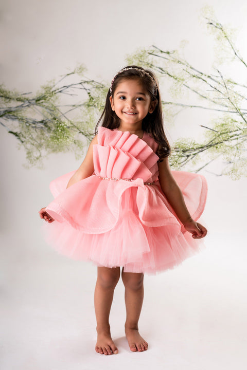 Pre-Order: Pink Pleated Yoke Dress