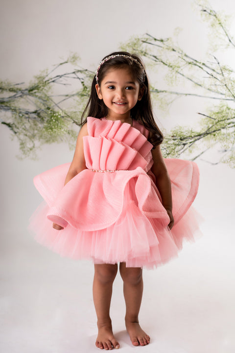 Pre-Order: Pink Pleated Yoke Dress