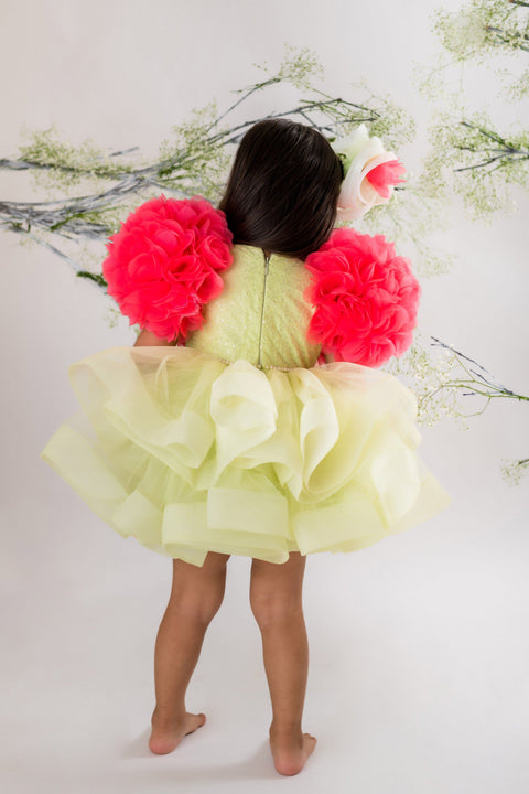 Pre-Order: Mint Green Flower Sleeve Dress