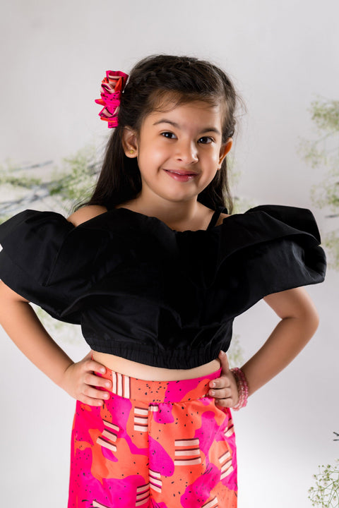 Pre-Order: Black Layered Top with Candy Printed Pant