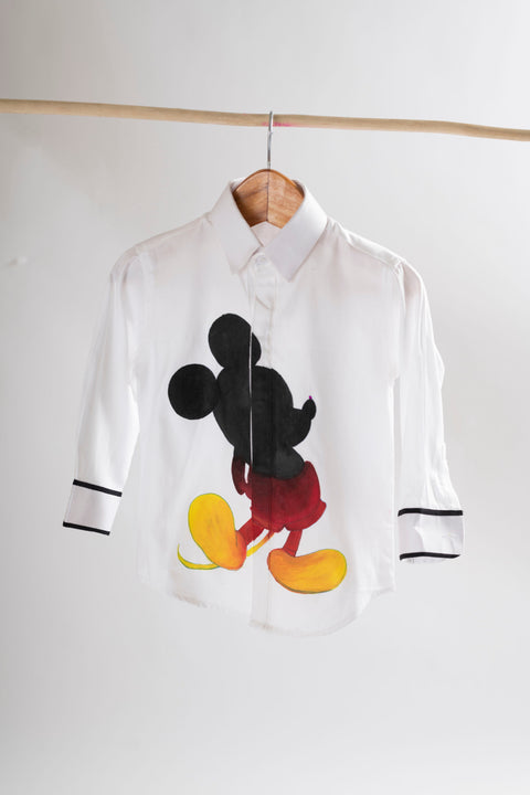 Pre-Order: White Hand Painted Micky Shirt