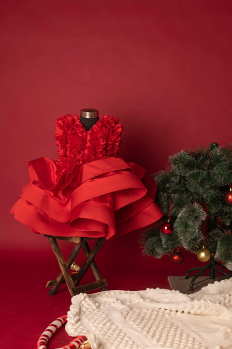 Pre-Order:  Red Ruched Dress