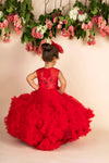 Pre-Order:Red 3D FlowerRuffled gown
