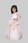 Pre-Order:Baby Pink Lace Work Top With Lehenga And Dupatta