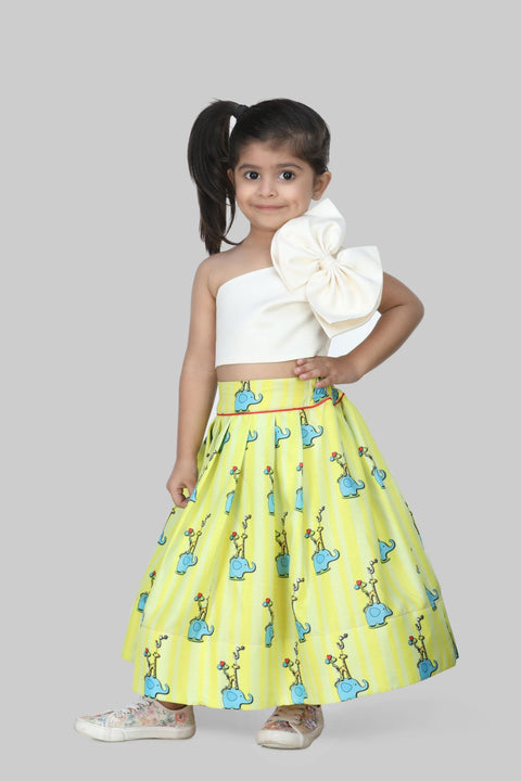 Pre-Order: White Top with Printed Skirt