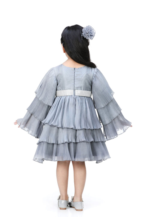 Pre-Order: Frilly Sleeves with squence emb top dress