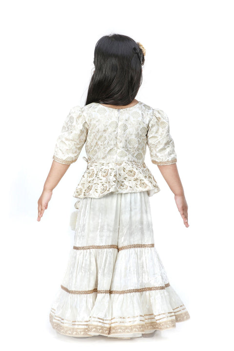 Pre-Order: Brocade Embroidered Peplum with Velvet Sharara