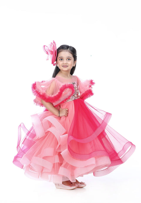 Pre-Order: Hot Pink shaded Embellished Gown