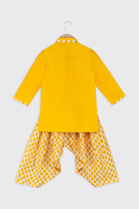 Pre-Order: Yellow Kurta with Mor Pankh Print Patiala