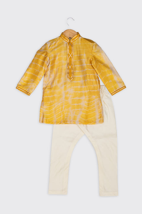 Pre-Order: Yellow Tie and Dye Gota Kurta Churidar
