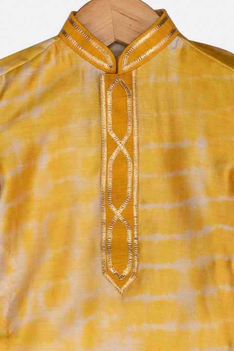Pre-Order: Yellow Tie and Dye Gota Kurta Churidar