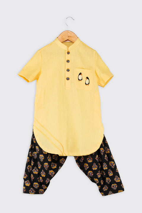 Pre-Order: Yellow Penguin Kurta with Printed Patiala