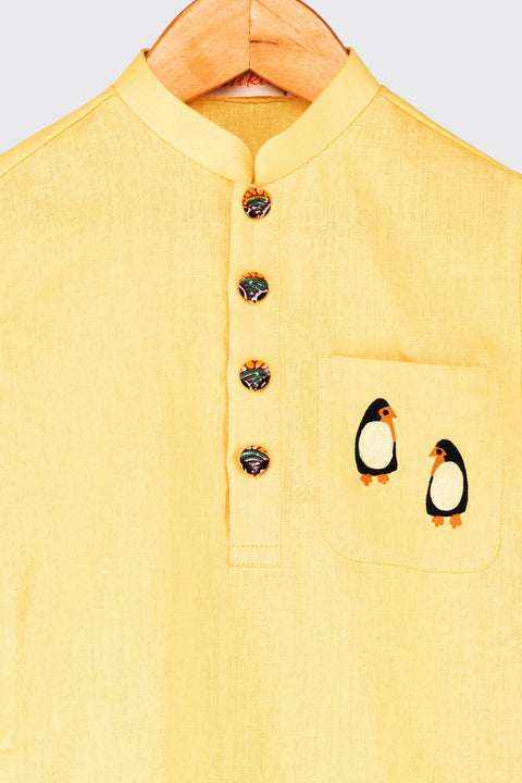 Pre-Order: Yellow Penguin Kurta with Printed Patiala