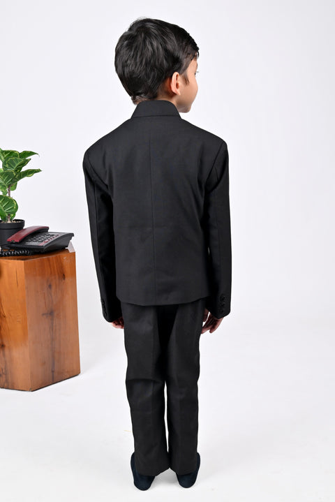 Pre-Order: Black Prince Coat with Fish Embroidered Colourful Butta Set