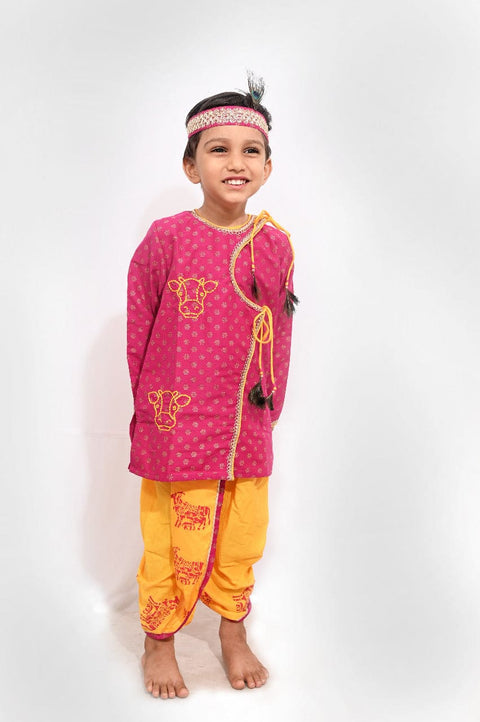 Pre-Order: Magenta Kurta with Yellow Dhoti