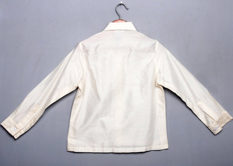 Pre-Order: White Full Shirt with Hand Fish Embroidery