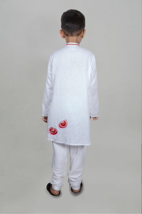 Pre-Order: White Kurta Churidar With Digital Printed KetcupIn