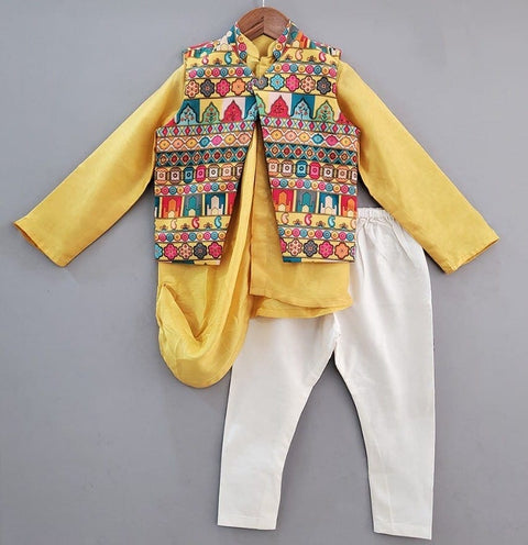Pre-Order: Drape Kurta With Half Jacket Set