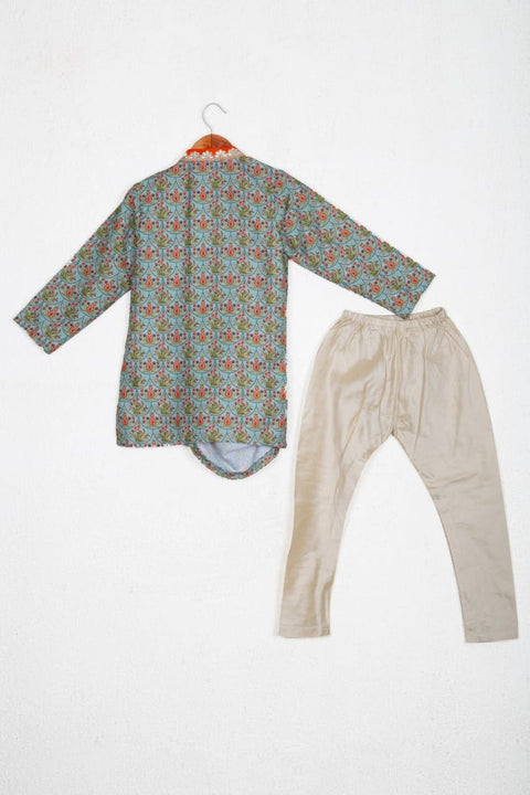 Pre-Order: Printed Drape Asymmetrical Kurta with Pajama