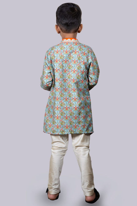Pre-Order: Printed Drape Asymmetrical Kurta with Pajama