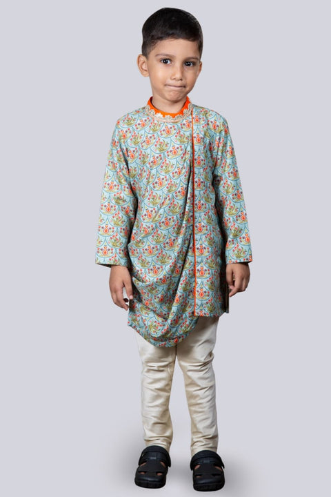 Pre-Order: Printed Drape Asymmetrical Kurta with Pajama