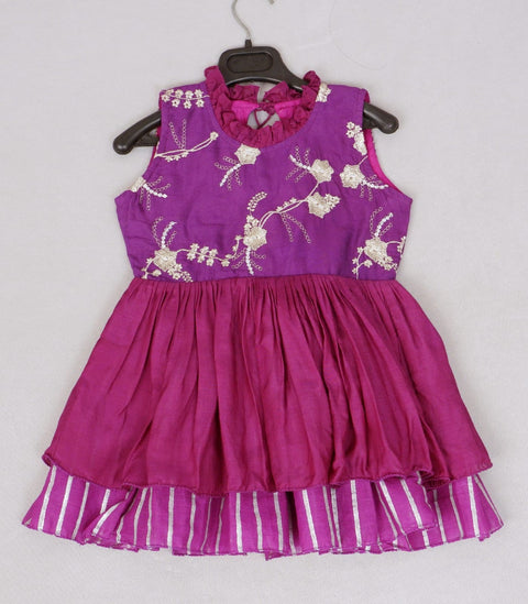 Pre-Order: Purple Heavy Embroidered Halter tie up Dress