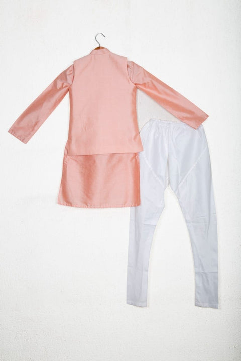 Pre-Order: Plain Pink Kurta Half Jacket and Churidar