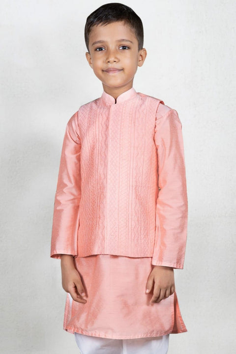 Pre-Order: Plain Pink Kurta Half Jacket and Churidar