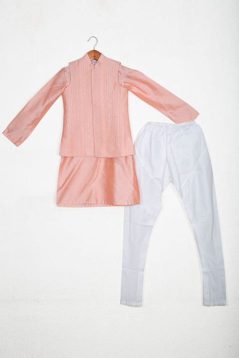 Pre-Order: Plain Pink Kurta Half Jacket and Churidar