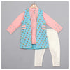 Pre-Order: Pink Kurta with Long Open Nehru Jacket Set