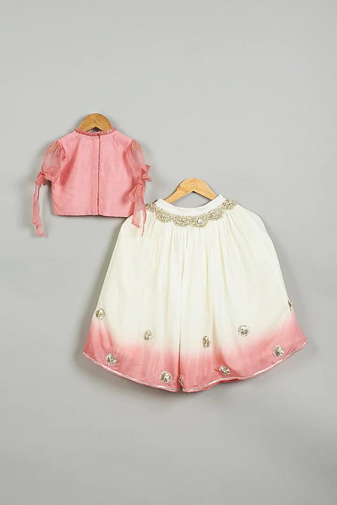 Pre-Order: Pink Shaded Ghagra with Embroidered Blouse Set