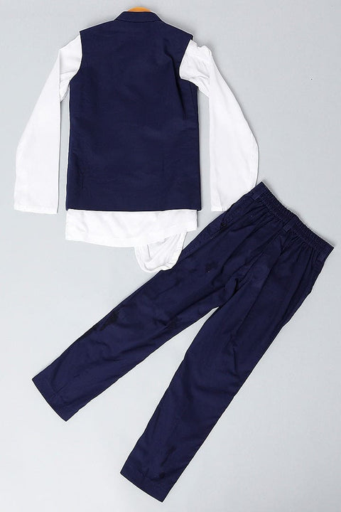 Pre-Order: Drape Shirt With Half Jacket and Pant Set