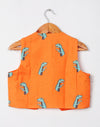 Pre-Order: Orange Dinosaur Printed Waistcoat