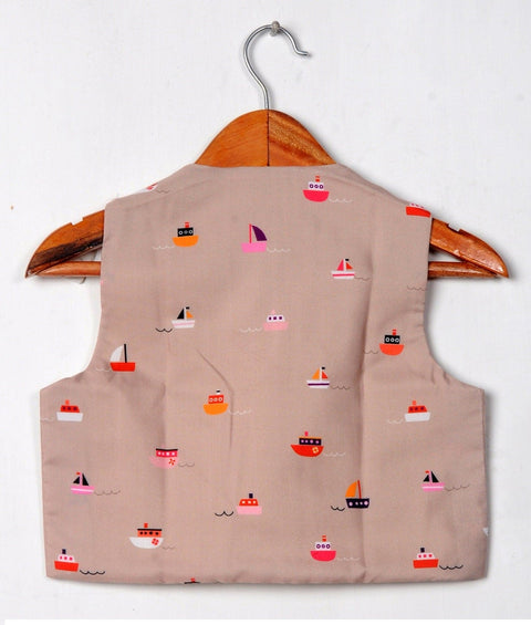 Pre-Order: Beige Boat Printed Waistcoat