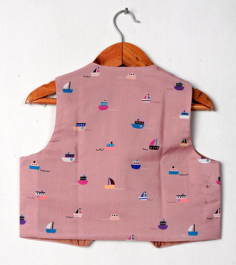 Pre-Order: Onion Pink Boat Printed Waistcoat