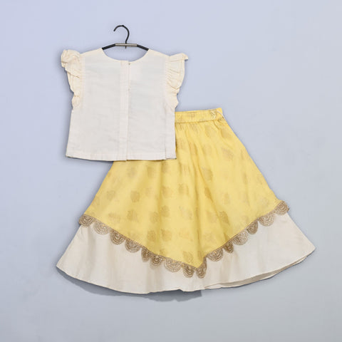 Pre-Order: Yellow/White Heavy Embroidered Ghagra