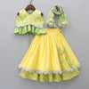Pre-Order: Yellow and Green Heavy Embroidered Blouse and Ghagra Set
