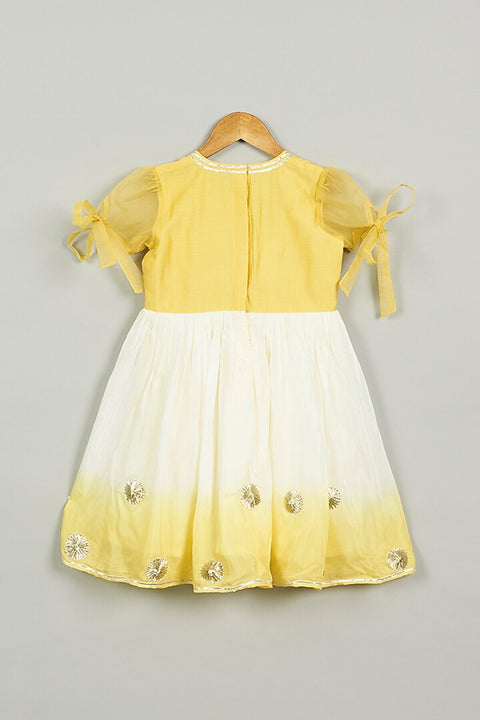 Pre-Order: Yellow Shaded Dress with Embroidered Yoke